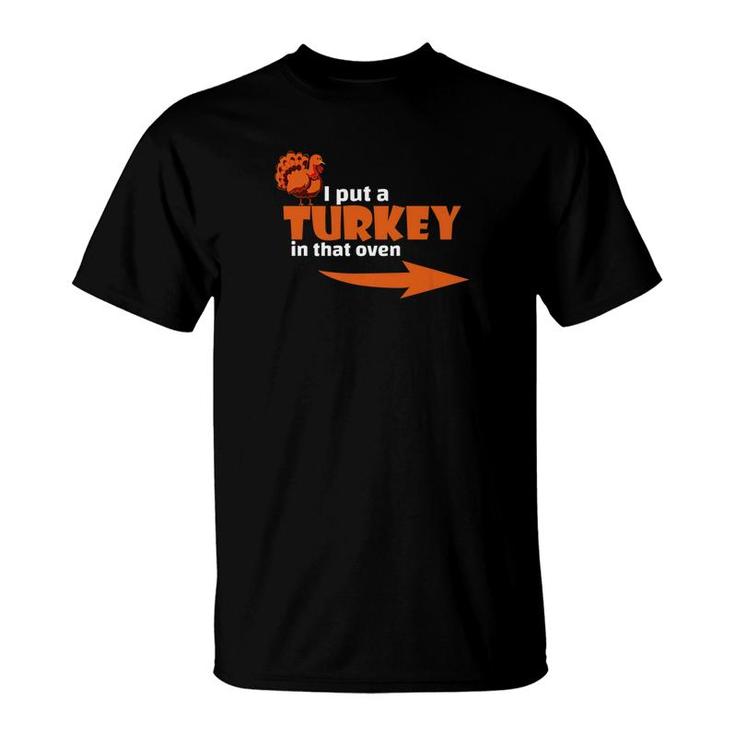 Thanksgiving Turkey Expecting Dad Pregnant Wife Tee T-Shirt