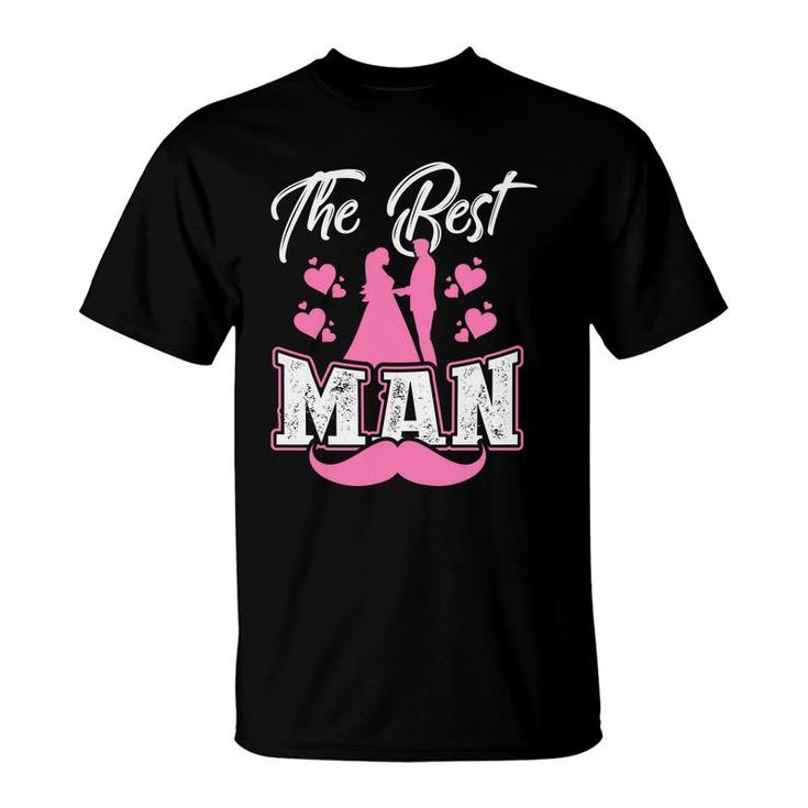 The Best Man Groom Bachelor Party Pink White T-Shirt