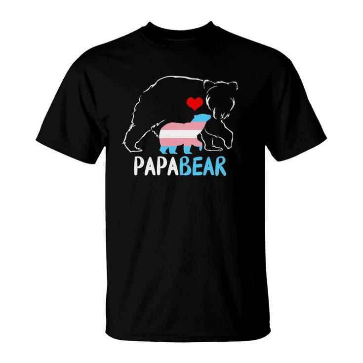 Trans Papa Bear Proud Dad Rainbow Transgender Fathers Day T-Shirt