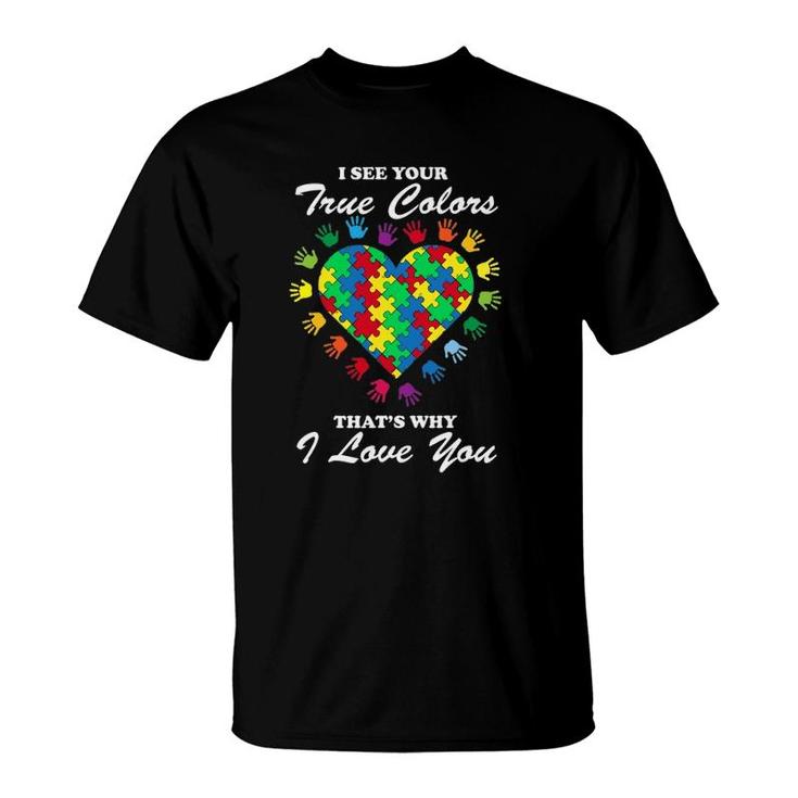 True Colors Heart Puzzle Cool Autism Awareness Gift T-Shirt