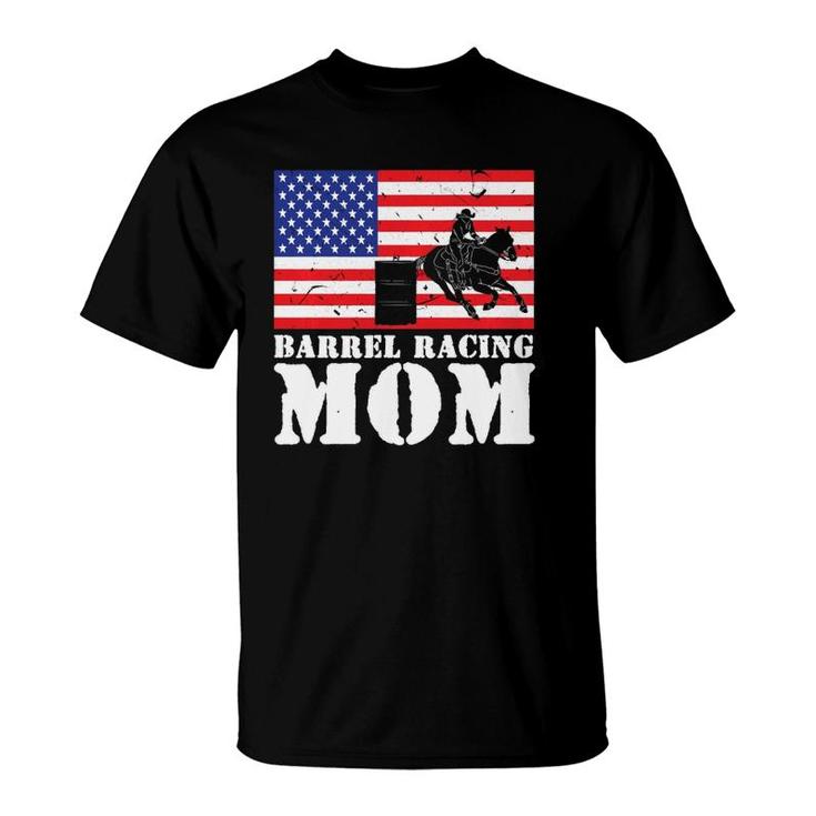 Usa American Distressed Flag Barrel Racing Mom Women For Her  T-Shirt