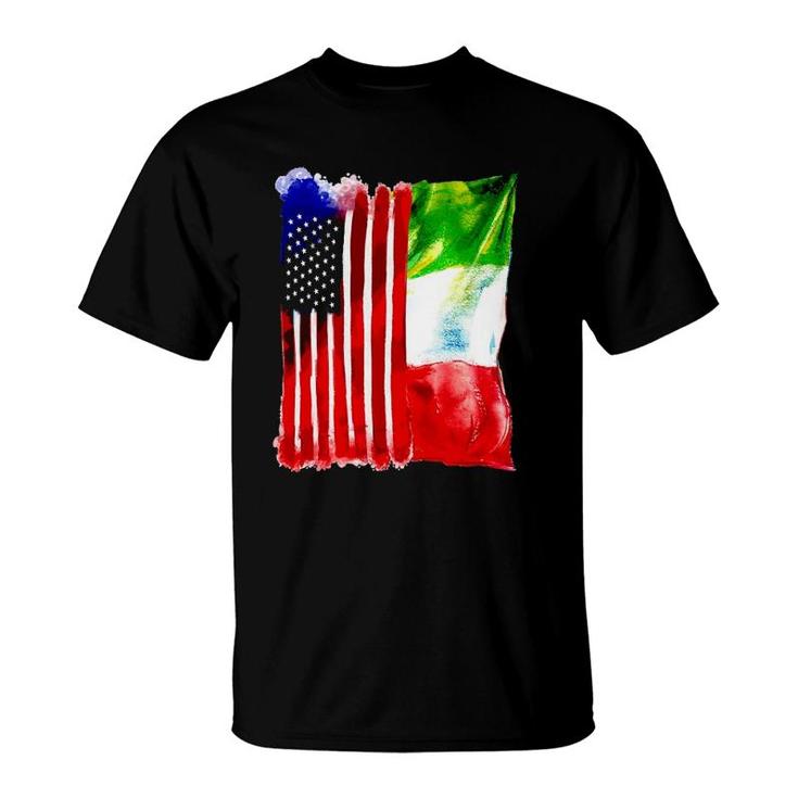 Usa Italy Flag Half American Half Italian Roots T-Shirt