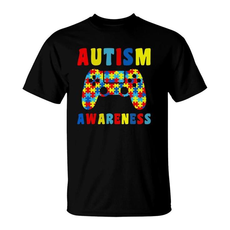 Video Games Puzzles Autism Awareness Kids Boys Girls T-Shirt