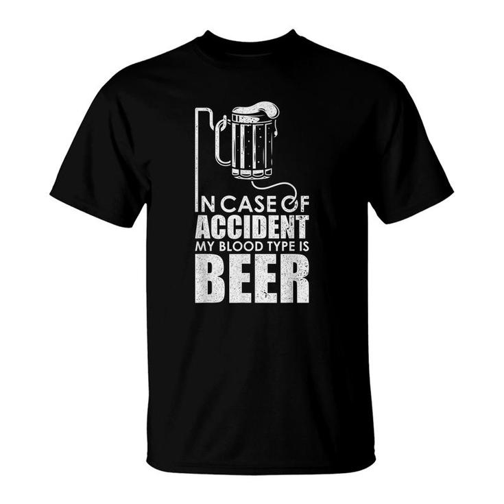 Vintage My Blood Type Is Beer Distressed Alcoholic T-shirt
