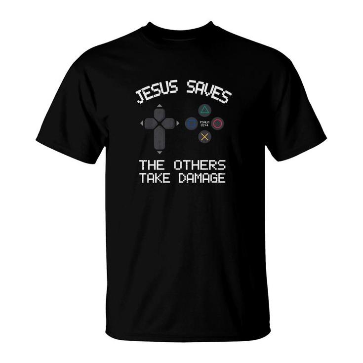 Vintage Christian Video Gamer Jesus Saves Premium Tee T-Shirt