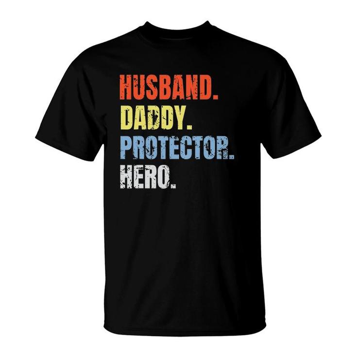 Vintage Husband Daddy Protector Hero Fathers Day T-Shirt