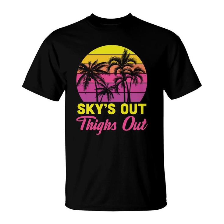 Vintage Retro Sunset 80S 90S Skys Out Thights Out T-Shirt