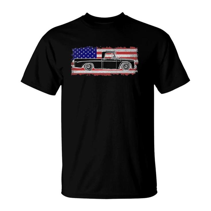 Vintage Sweptline Truck Usa Flag Slammed Bagged T-Shirt