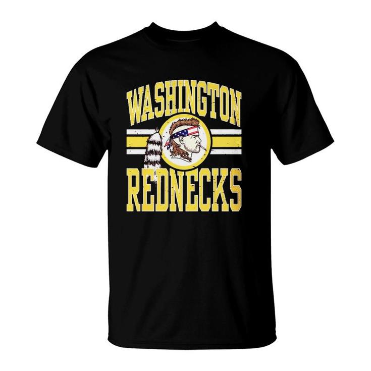 Washington Rednecks Football Caucasian Smoking Wearing American Flag Headband Feathers Stripes Vintage T-Shirt