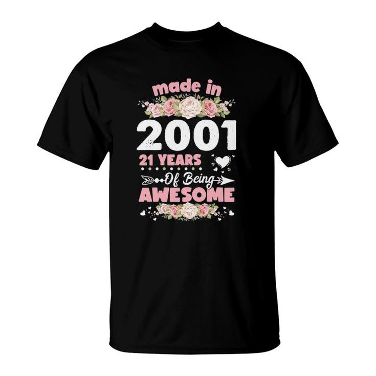 Womens 21 Years Old Gifts 21St Birthday Born In 2001 Women Girls T-Shirt