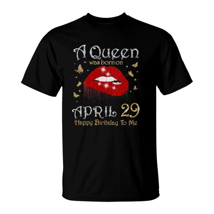 Womens A Queen Was Born On April 29 29Th April Queen Birthday V-Neck T-Shirt