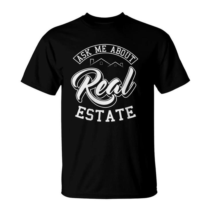 Womens Ask Me About Real Estate Agent Broker Property V-Neck T-Shirt