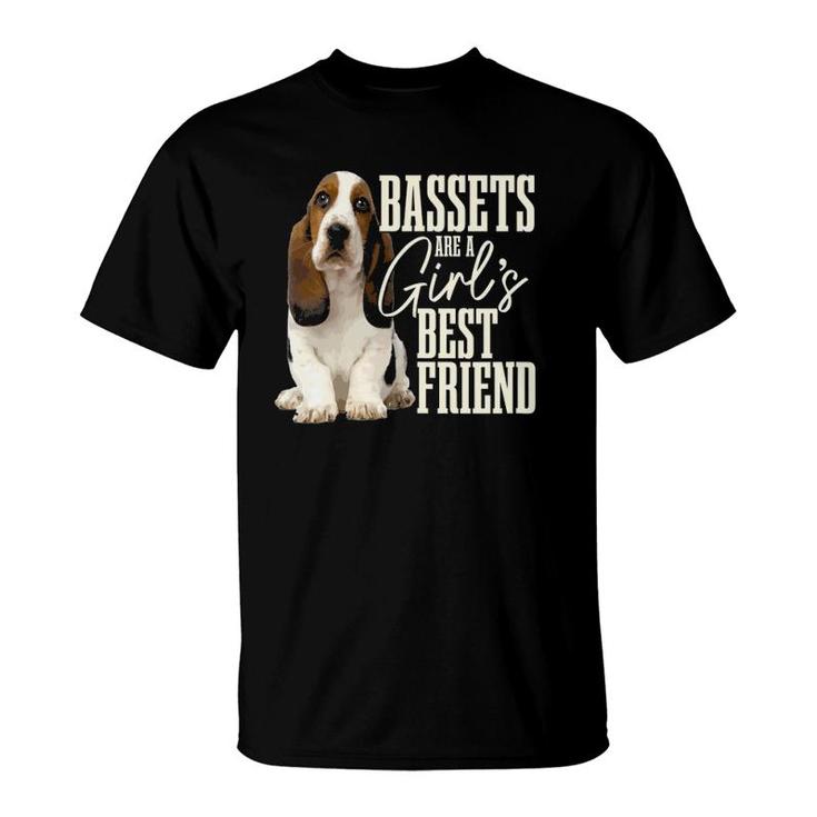 Womens Bassets Are A Girls Best Friend Funny Dog Basset Hound Mom T-Shirt