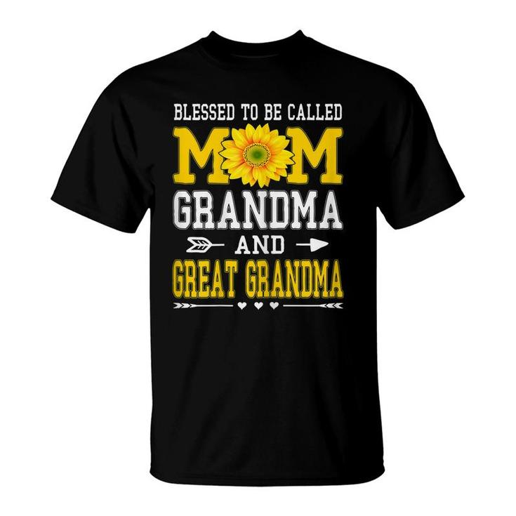 Womens Blessed To Be Called Mom Grandma Great Grandma Mothers Day  T-Shirt