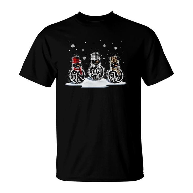 Womens Christmas Faith Hope Love Snowman Funny Xmas For Christian T-Shirt
