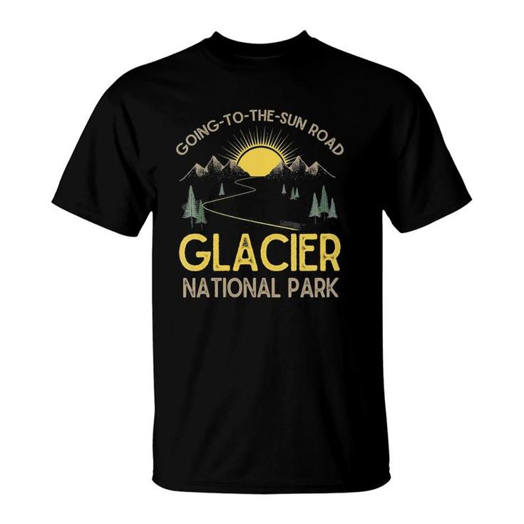 Womens Going To The Sun Road Glacier National Park Retro Montana V-Neck T-Shirt