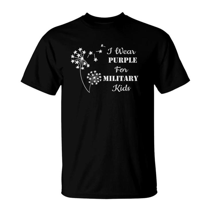 Womens I Wear Purple For Military Kids Month Of The Military Child V-Neck T-Shirt