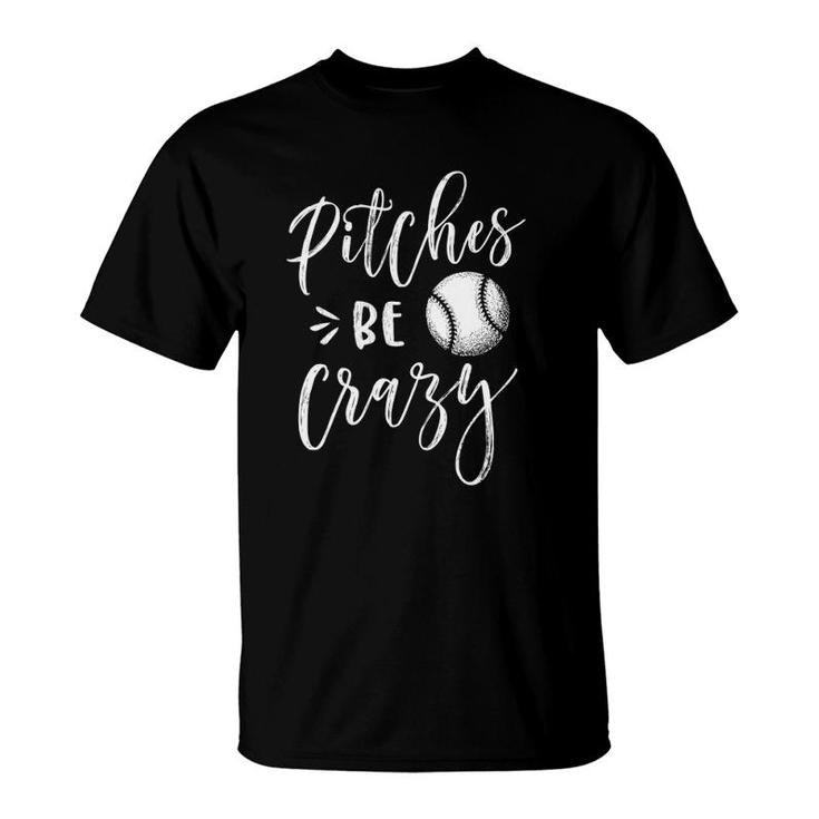 Womens Pitches Be Crazy Tank Baseball Softball  T-Shirt