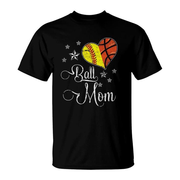Womens Proud Softball Basketball Mom Ball Mothers Day T-Shirt