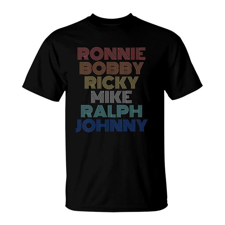 Womens Retro Vintage Ronnie Bobby Ricky Mike Ralph And Johnny V-Neck T-Shirt