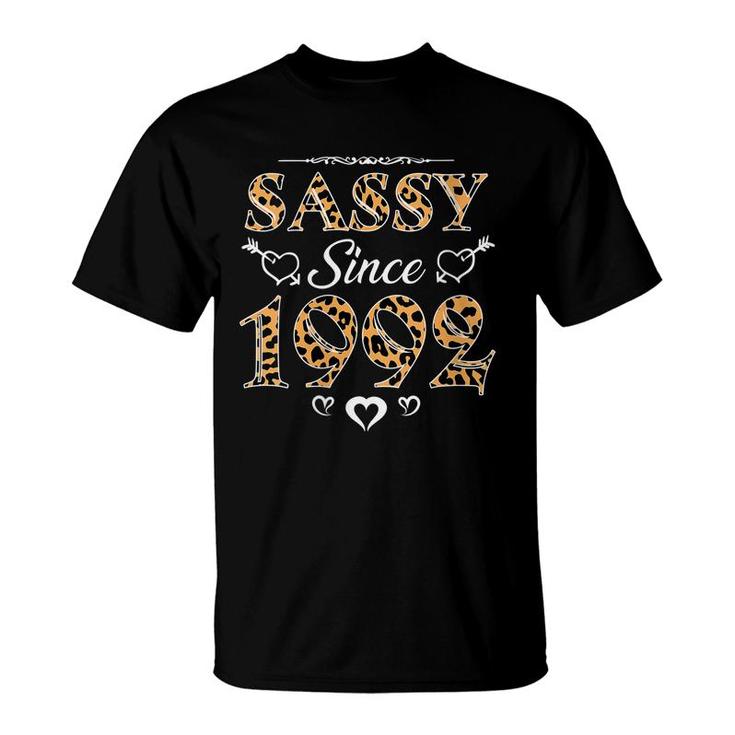 Womens Sassy Since 1992 Leopard Design Girls Birthday Mothers Day  T-Shirt
