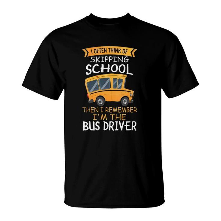 Womens School Bus Driver  I Often Think Of Skipping School V-Neck T-Shirt