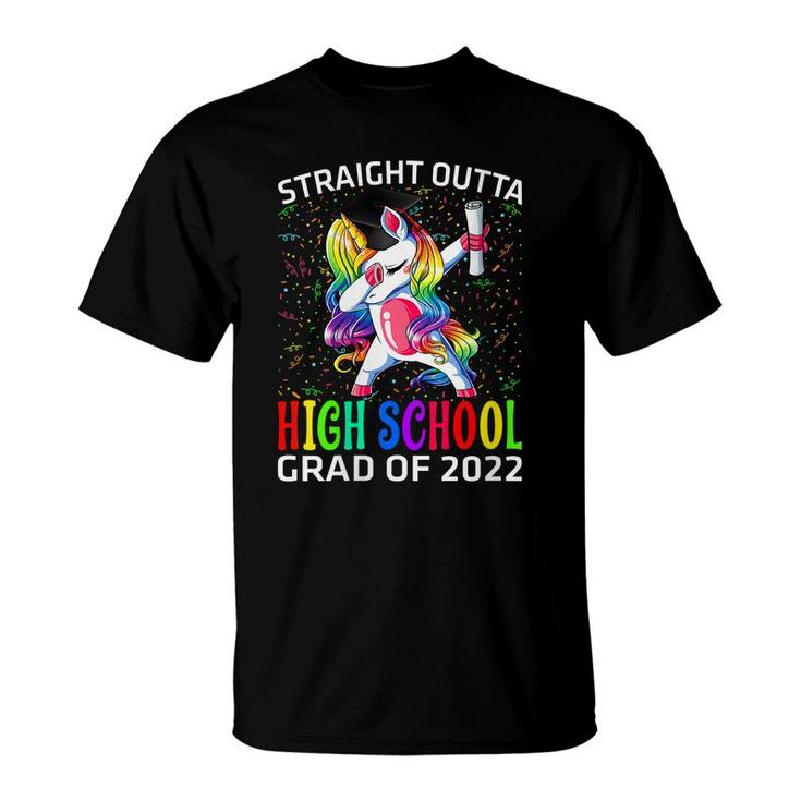 Womens Straight Outta High School Grad Of 2022 Unicorn Graduate  T-Shirt