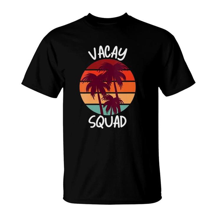 Womens Vacay Squad Summer Vacation Family Friends Trip Palm Trees V-Neck T-Shirt