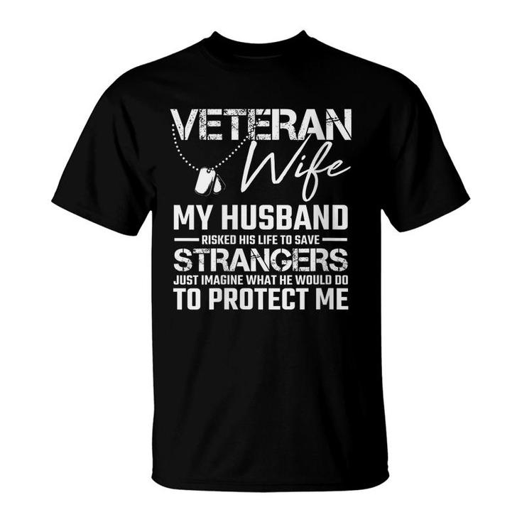 Womens Veteran Wife Army Husband Soldier Saying Cool Military Gift  T-Shirt