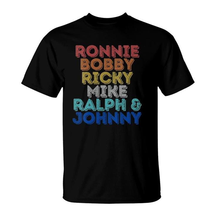 Womens Vintage Retro Ronnie Bobby Ricky Mike Ralph And Johnny V-Neck T-Shirt