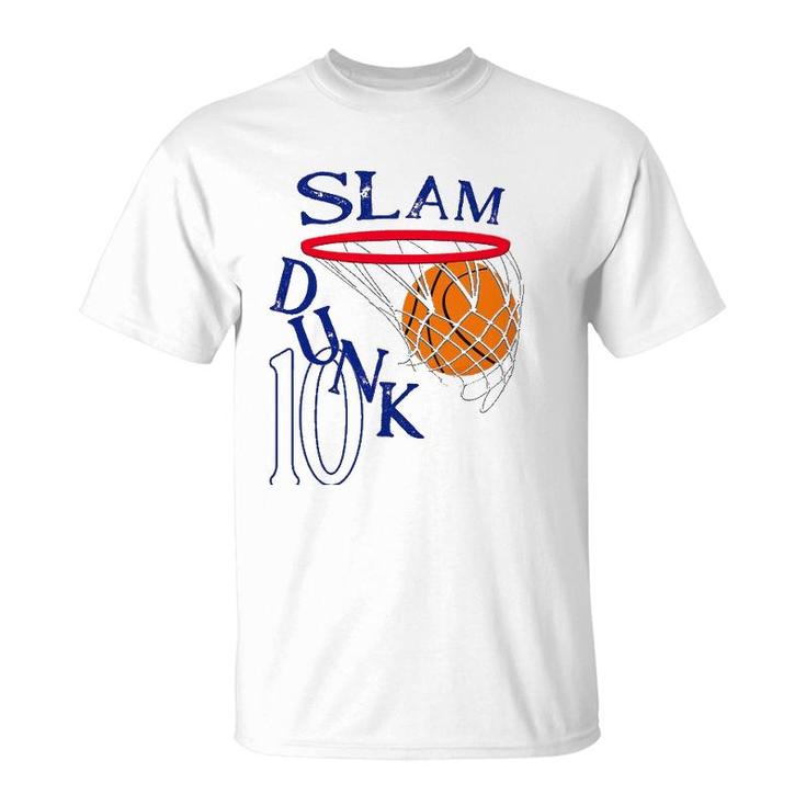 10 Years Old Slam Dunk 10Th Basketball Birthday Party Gift T-Shirt