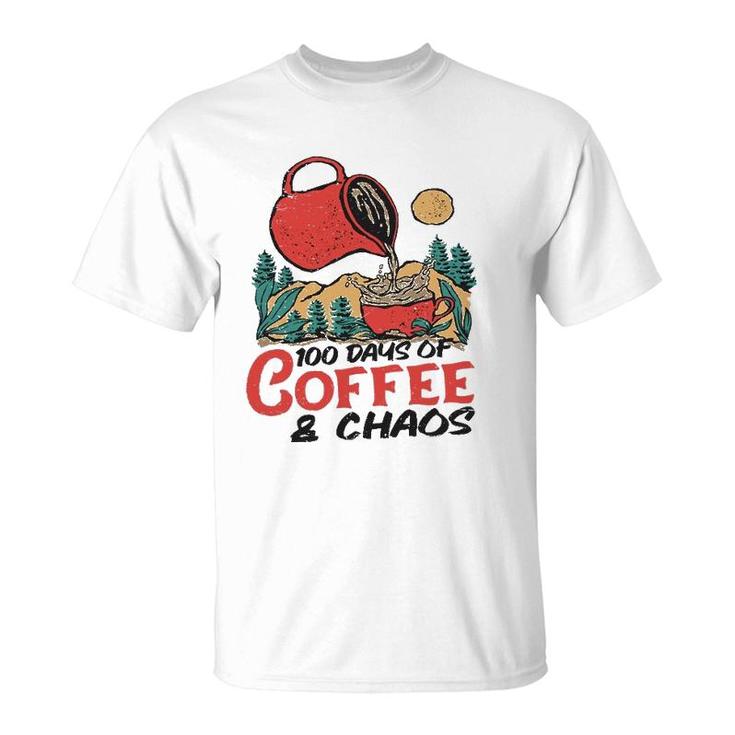 100 Days Of Coffee & Chaos Teachers 100Th Day Of School Gift T-Shirt