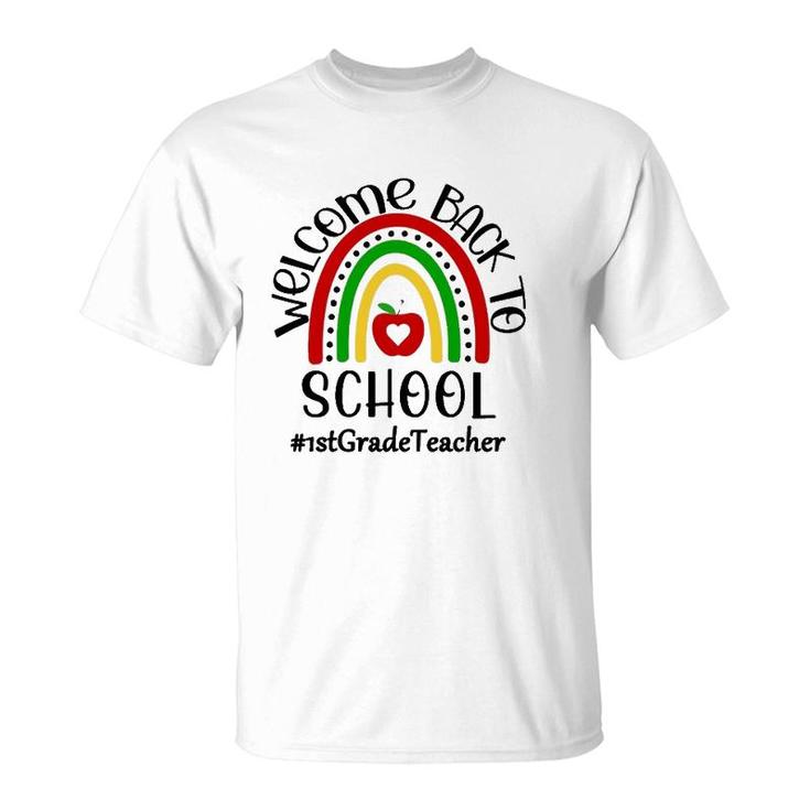 1St Grade Teacher Hashtag Welcome Back To School Boho Rainbow Teaching Gift T-Shirt