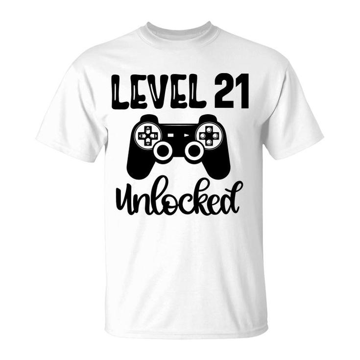 21St Birthday Black Gamer Unlocked Level T-Shirt