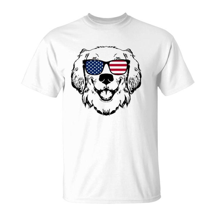 4Th Of July Golden Retriever Us American Flag - July Fourth T-Shirt