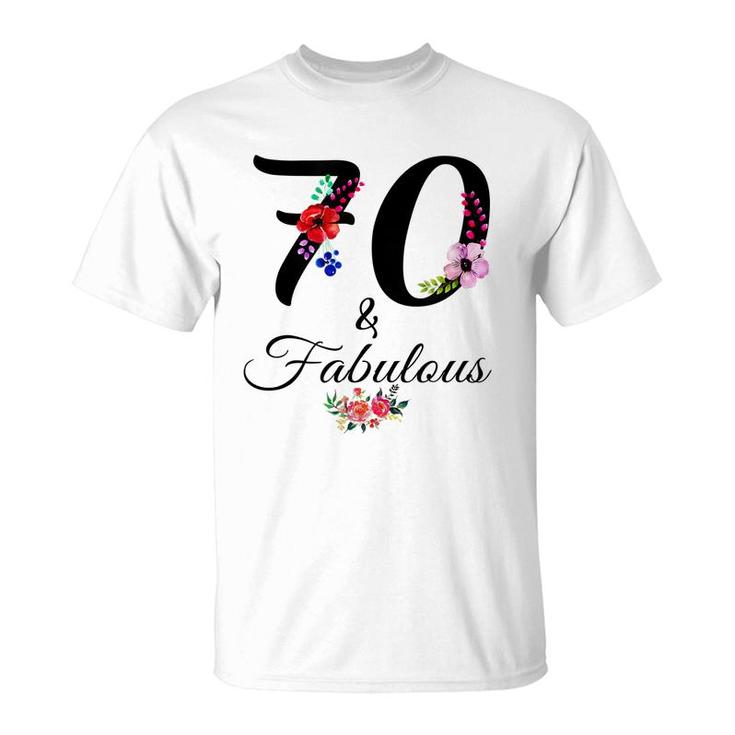 70 & Fabulous 70 Year Old Vintage Floral 1952 70Th Birthday  T-Shirt