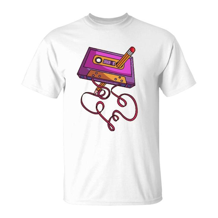 80S Cassette Tape Pencil 1980S Retro Vintage Throwback Music T-Shirt