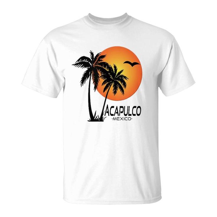 Acapulco Souvenirmexico Palm Trees Beach Sun  T-Shirt