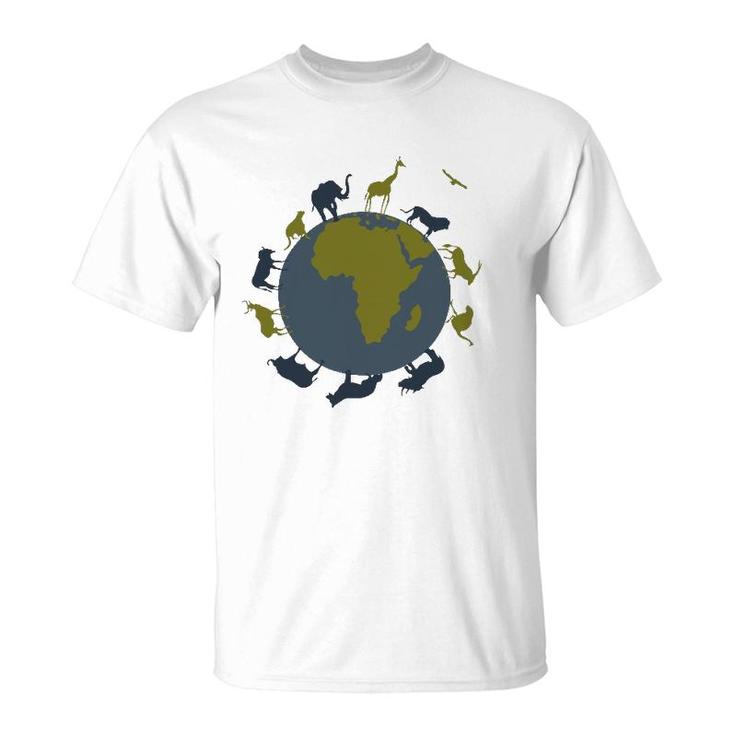 African Animals Globe  Wild Animals T-Shirt