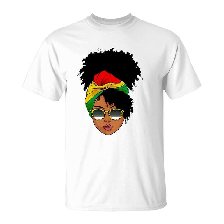 Afro Woman Headscarf Nubian Melanin Popping Black History T-Shirt