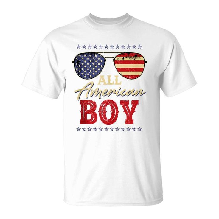 All American Boy 4Th Of July Us Flag Boys Kids Sunglasses  T-Shirt