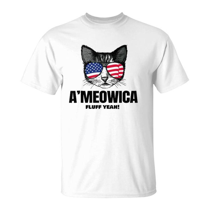 Ameowica Meow Cat American Flag 4th Of July Patriotic Shirt