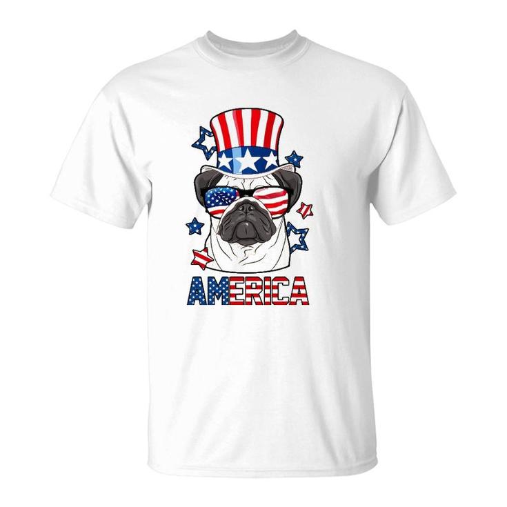 America Pug Dog Owner 4Th Of July Usa Flag Men Women Kids T-Shirt