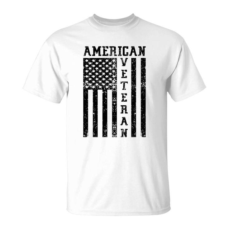American Veteran Black Design Veteran 2022 Flag T-Shirt