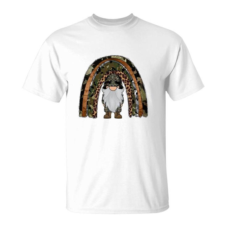 Army Rainbow Gnome Hero Dad Gift Idea T-Shirt