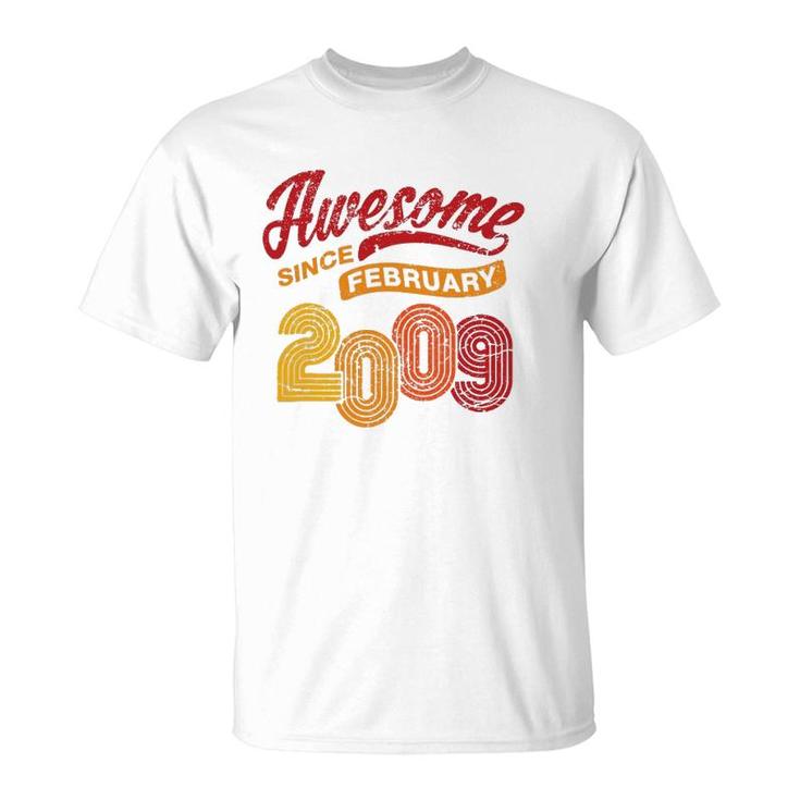 Awesome Since February 2009 13 Years Old 13Th Birthday Gift T-Shirt