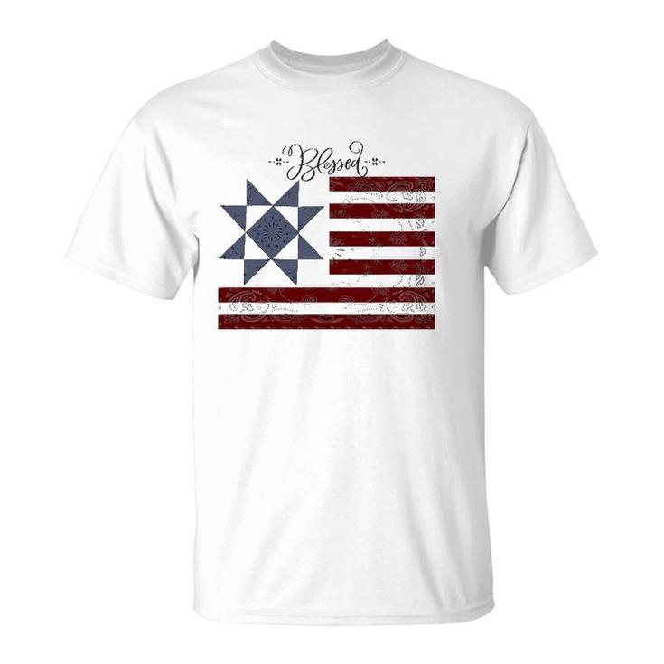 Barn Quilt July 4Th Gifts Vintage Usa Flag S T-Shirt