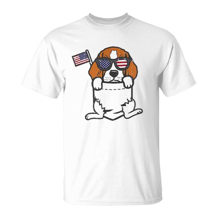 Beagle Feet Pocket Cute American Usa 4Th Of July Fourth Dog  T-Shirt