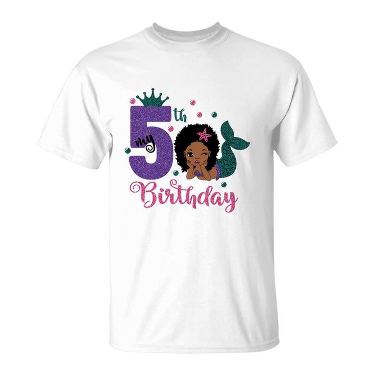 Beauty My 5Th Birthday Mermaid Blink T-Shirt