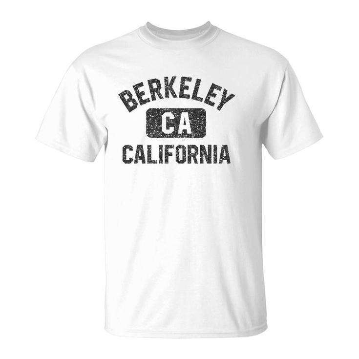 Berkeley California Gym Style Black W Distressed Black Print T-Shirt